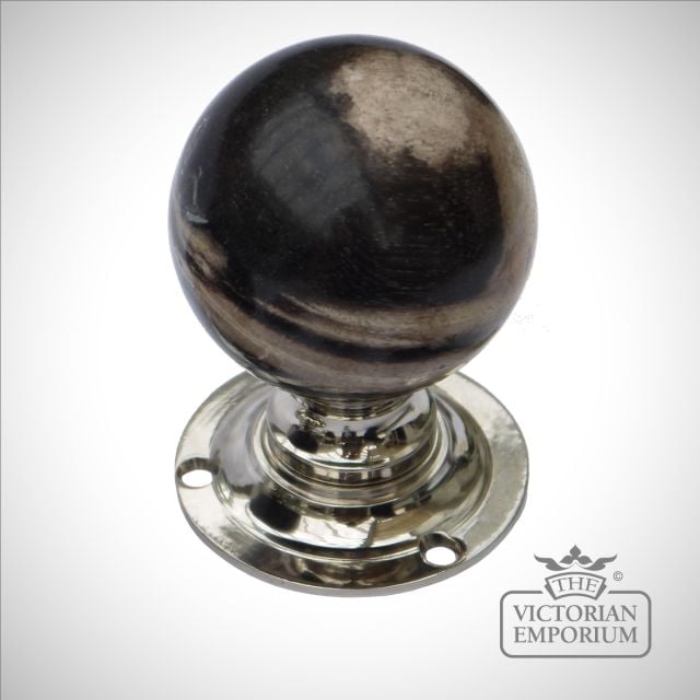Fossilised Wood Round Turning Handle with a Nickel Base