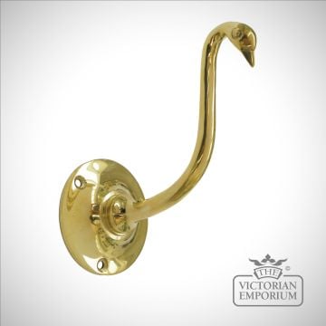 Swan hook in polished brass or nickel