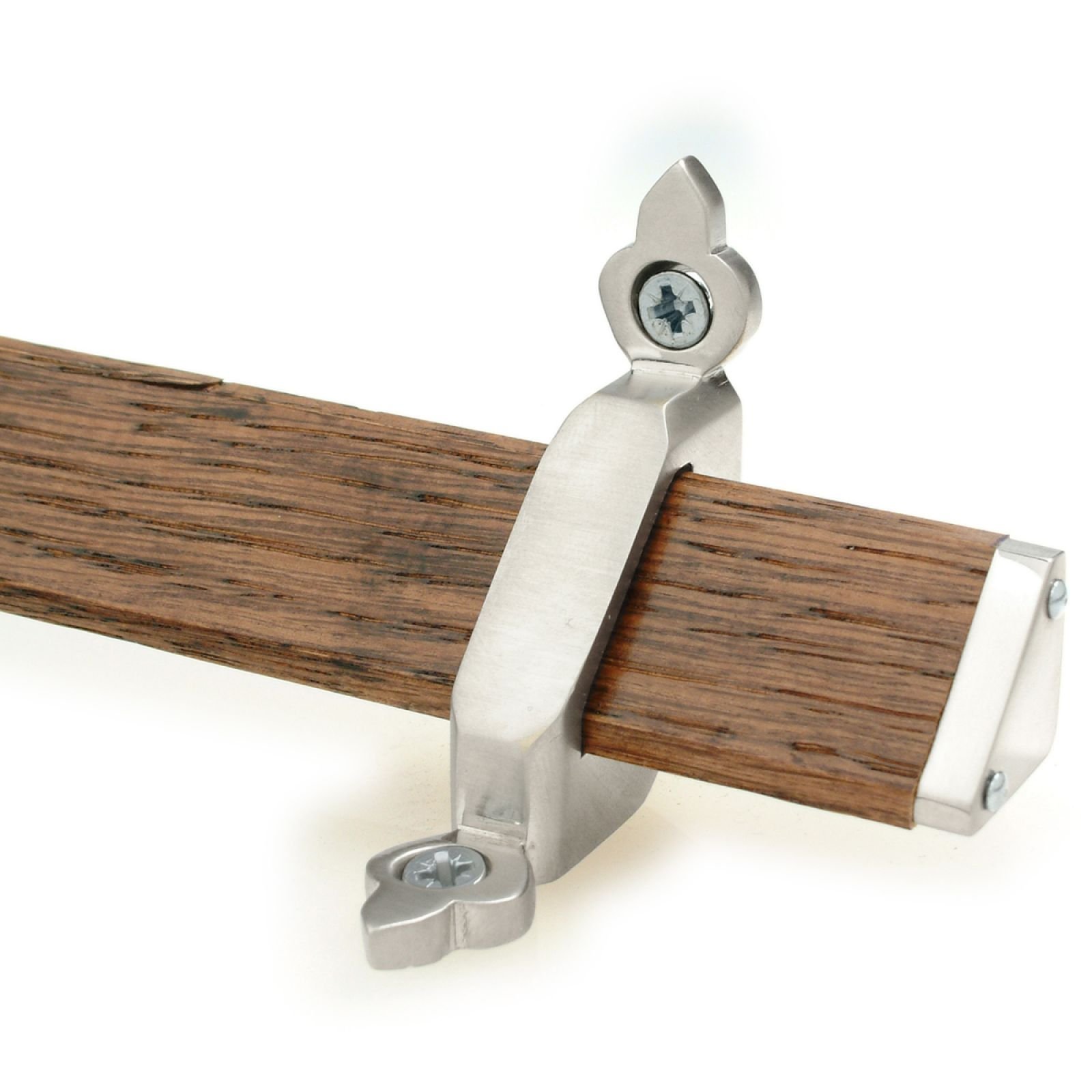 Triangular Wooden Stair Rod with Trefoil brackets