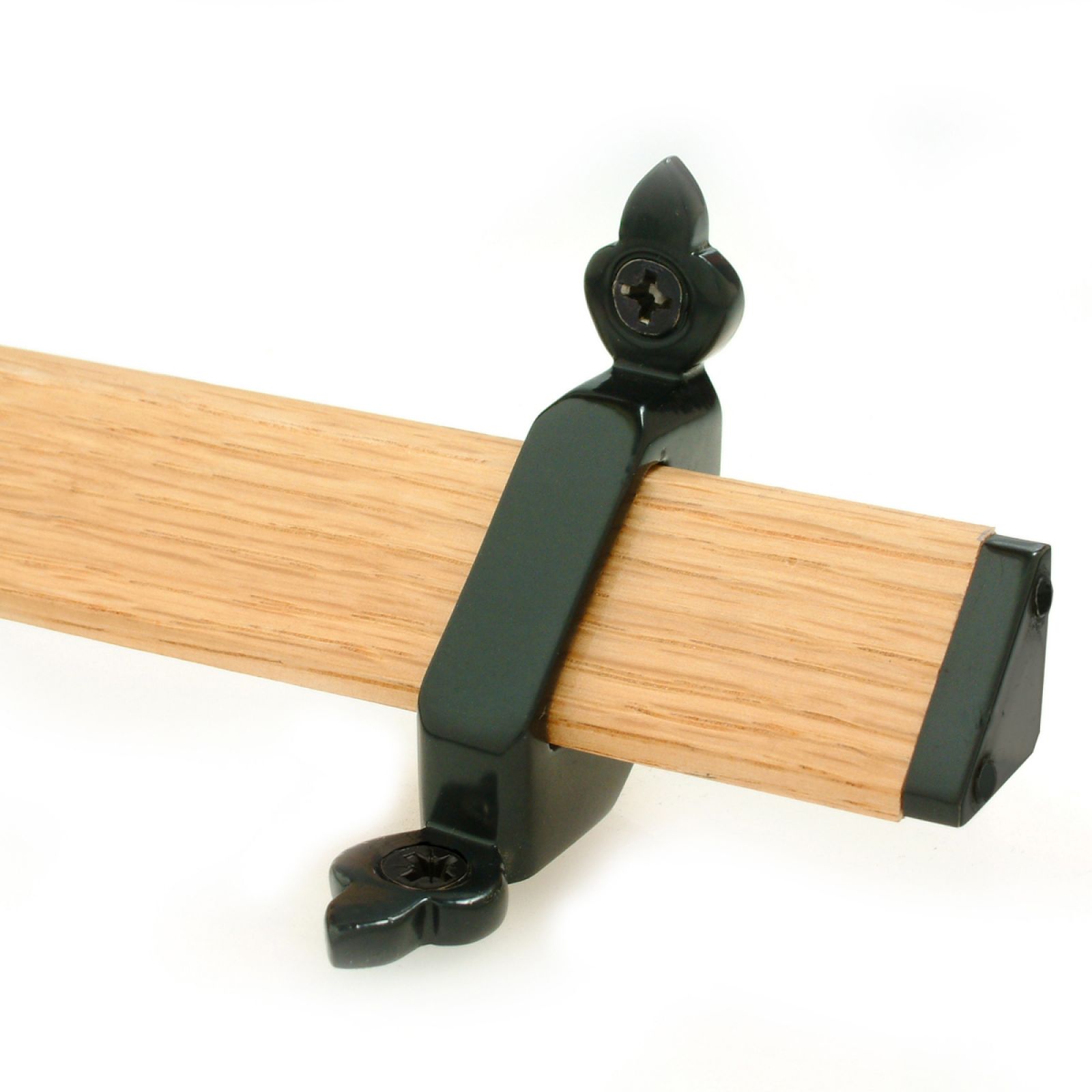 Triangular Wooden Stair Rod with Trefoil brackets Stair rods