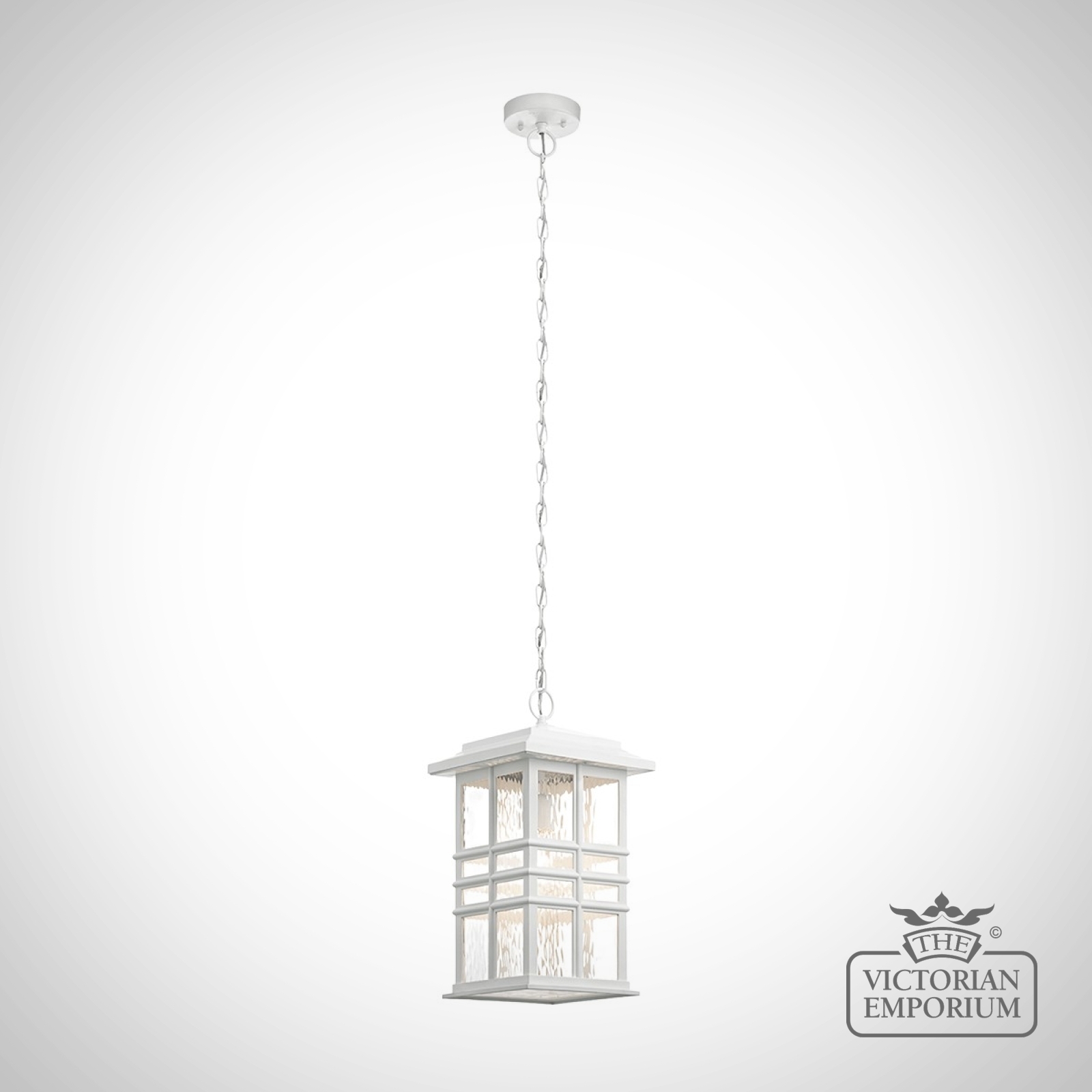 Beacon exterior ceiling chain lantern in white