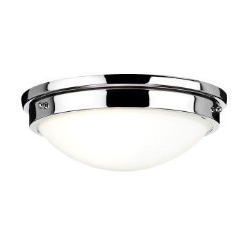 Gravity exterior ceiling flush mount light in polished chrome or polished nickel