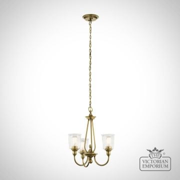 Waverly 3 Light Small Chandelier In Natural Brass