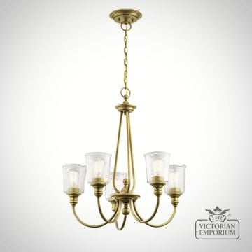 Waverly 5 Light Small Chandelier – Natural Brass