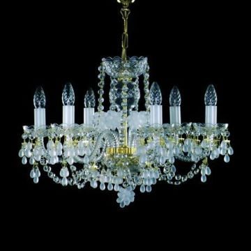 Frosted glass drop chandelier - gold