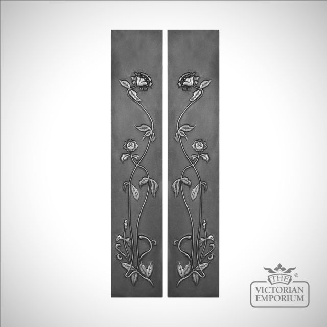 Cast Fireplace panel featuring long stemmed flowers