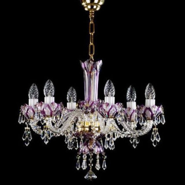 Coloured cased crystal chandelier - gold