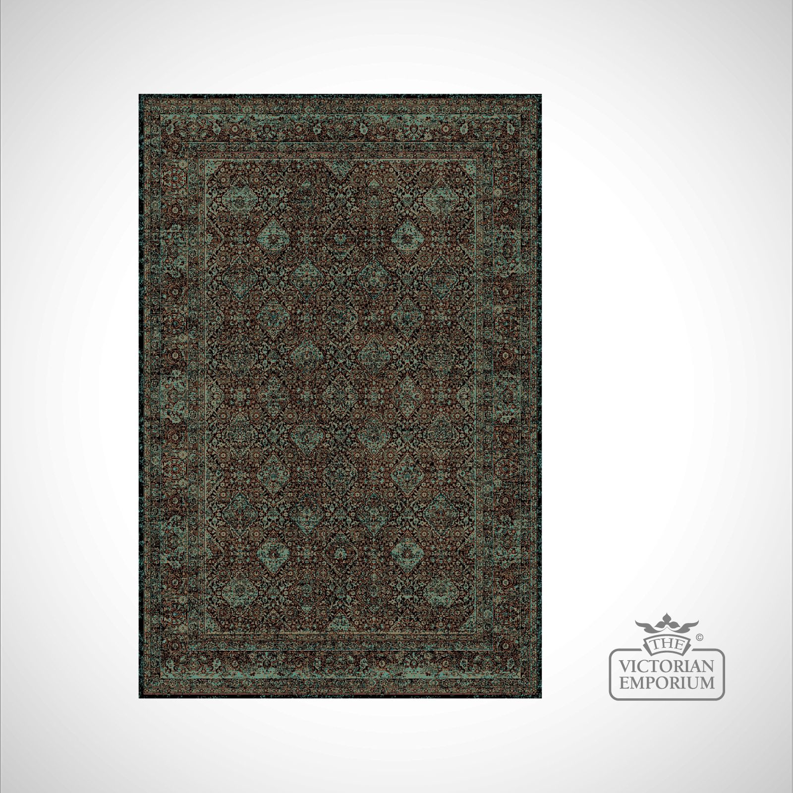 Victorian Rug style IM1951 Green and Brown patterned Rugs