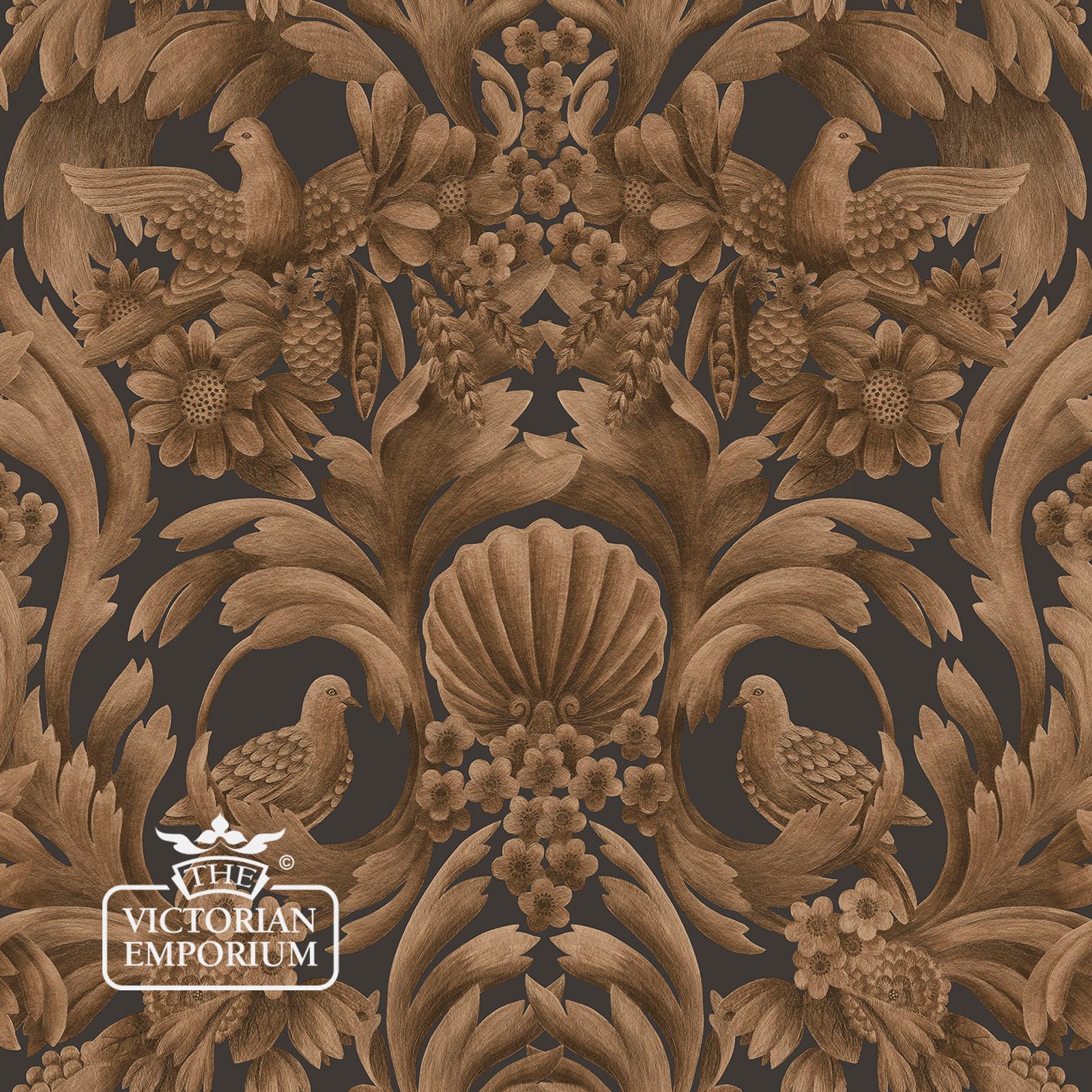 Gibbons Carving wallpaper in Bronze, Gold or Stone