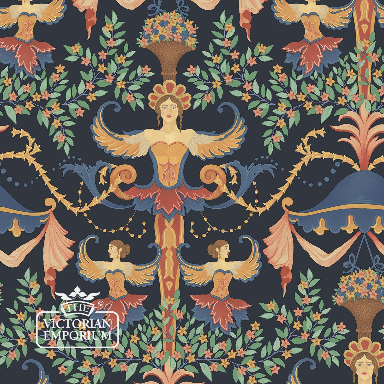 Chamber Angels Wallpaper in Denim or Sky colourway