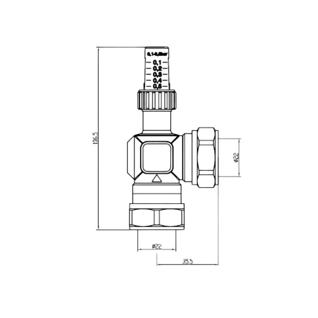 Auto Bypass Radiator Valve in Polished Nickel