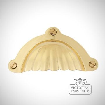 Moone Brass Drawer Shell Pull Handle 100mm Mlfp031polbrs