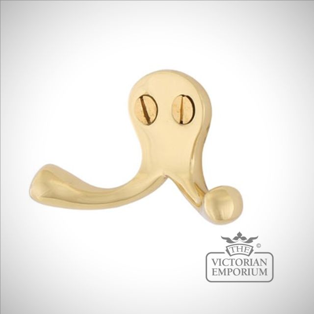 Lorrha Brass Double Coat Hook 70mm Mlfp027polbrs 1