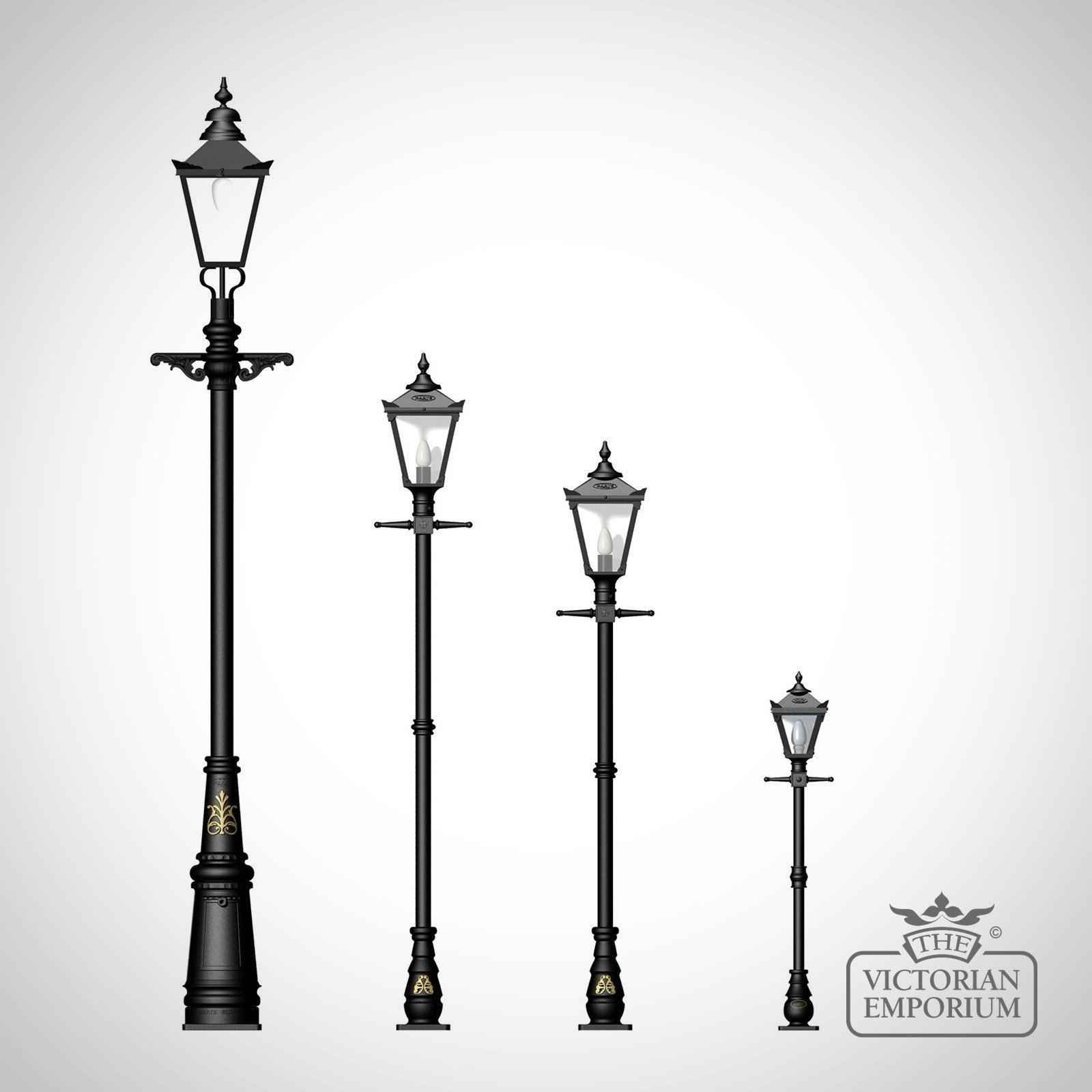 Traditional Cast Iron Lantern on Cast Iron Lamp Post in a choice of sizes
