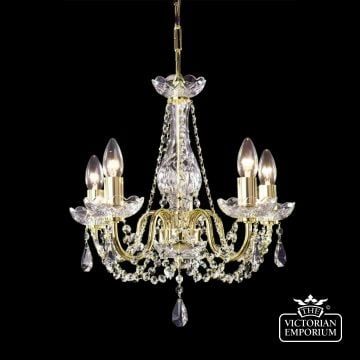 Crystal Chandelier With Gold Finish Candle Holders And Arms