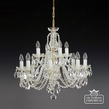Two Tier Lead Crystal Chandelier With Rope Twist Glass Arms