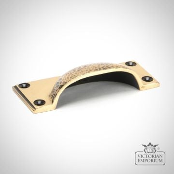 Hammered Pull Handle In Polished Bronze