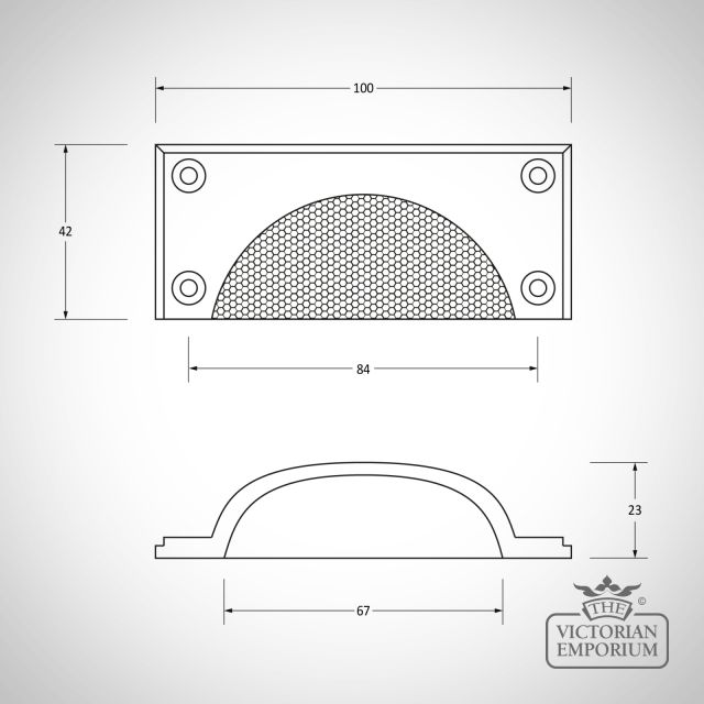 Hammered Pull Handle In Polished Bronze  46040 Drawing