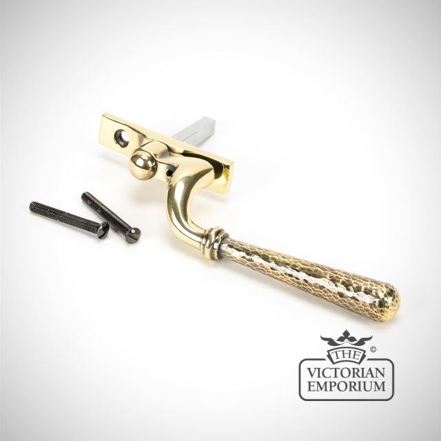 Espag Window Handle Aged Brass Hammered 45914 2