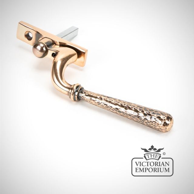Espag Window Handle Polished Bronze Hammered 45922 1