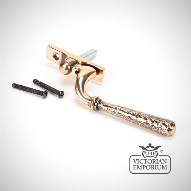Espag Window Handle Polished Bronze Hammered 45922 2