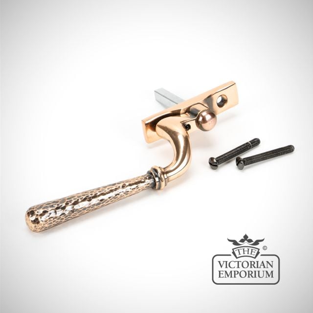 Espag Window Handle Polished Bronze Hammered 45923 2