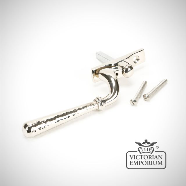 Espag Window Handle Polished Nickel Hammered 45917 2