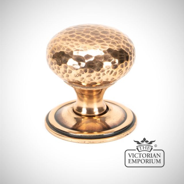 Polished Bronze Hammered Mushroom Cabinet Knob