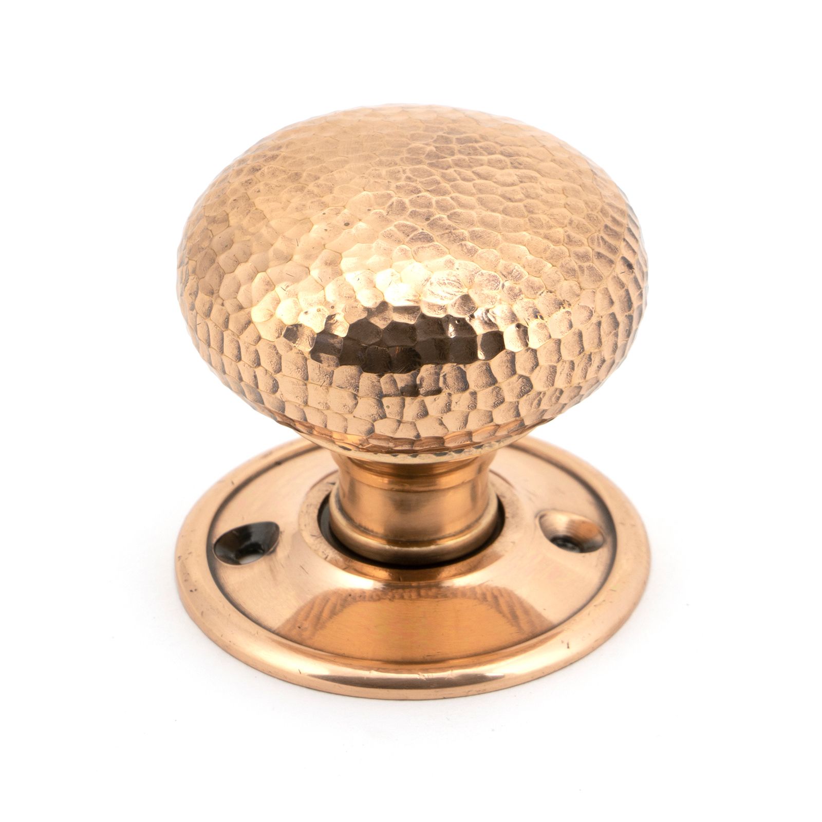 Polished Bronze Hammered Mushroom Mortice/Rim Knob Set