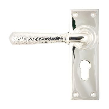 Polished Nickel Hammered Newberry Lever Lock or Latch Set