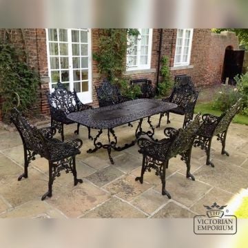 Victorian Cast Large Rectangular Outdoor Garden Table Cast Iron Garden 6 Piece Set 6487327 4 2