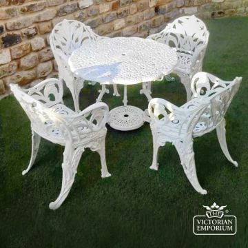 Victorian Cast Outdoor Floral Design Garden Table