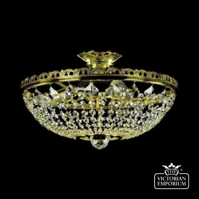 Low ceiling crystal basket chandelier