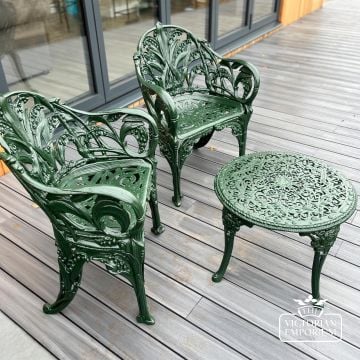 Victorian Lily Of The Valley Design Garden Chair Emerald Green Cast Decorative Chairs2