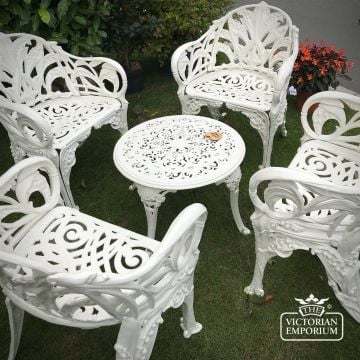 Victorian Cast Outdoor Garden Low Coffee Table And Chairs 3874