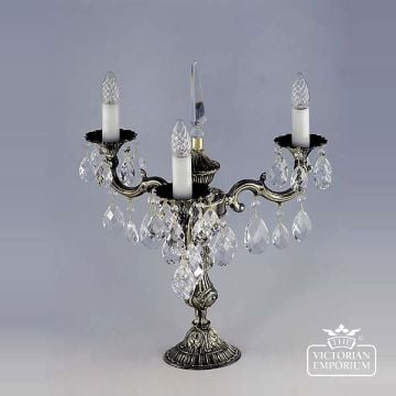 Elegant Cast Table Lamp With Crystal Drops