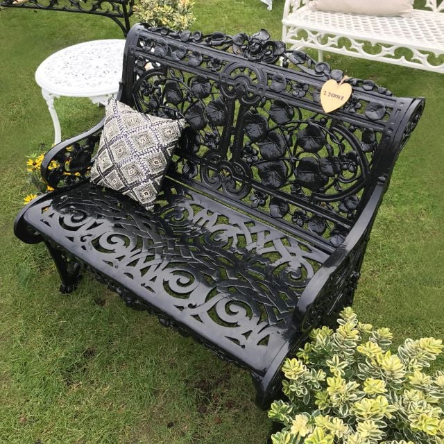 Victorian Cast Trellis Leaf 2 Seater Bench