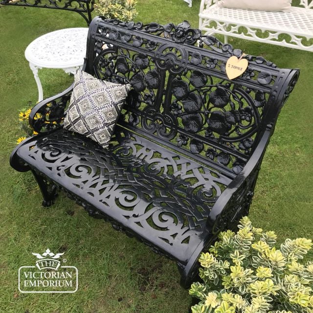 Victorian Cast Trellis Leaf Design Garden Bench - 2 Seater