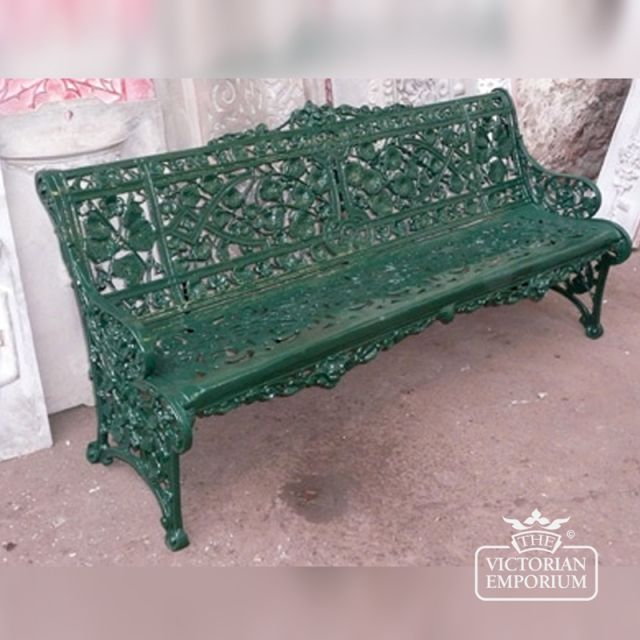 Victorian Cast Trellis Leaf Design Garden Bench - 4 Seater