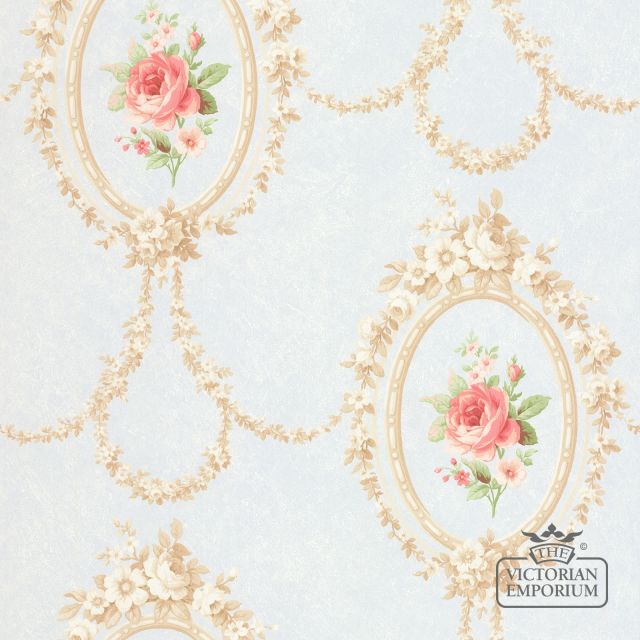Flowers in Oval Frames Wallpaper