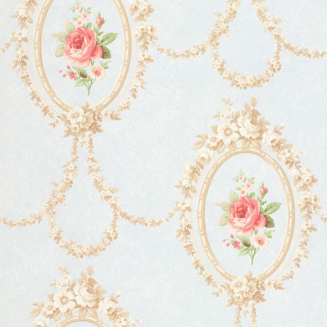 Flowers in Oval Frames Wallpaper