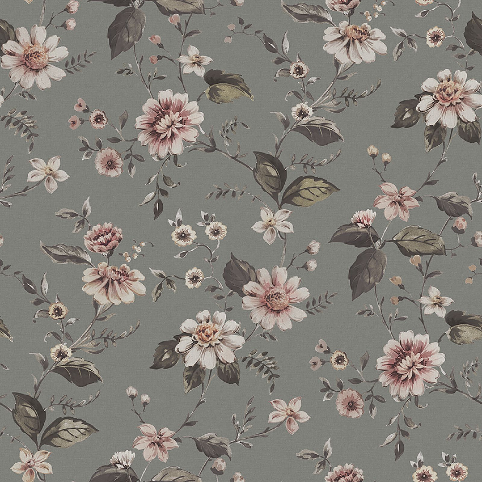 Marions Flowers wallpaper with an aubergine, white or grey background