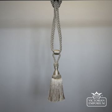 Troynorth Solar Saturn Comet Single Tassel Tie Back Small Contemporary Modern Clean Off White Beige Cream Neutral