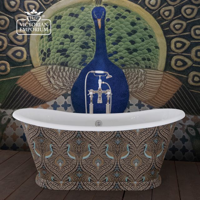 Rolltop Bath Caravel Bateau Peacock Fabric