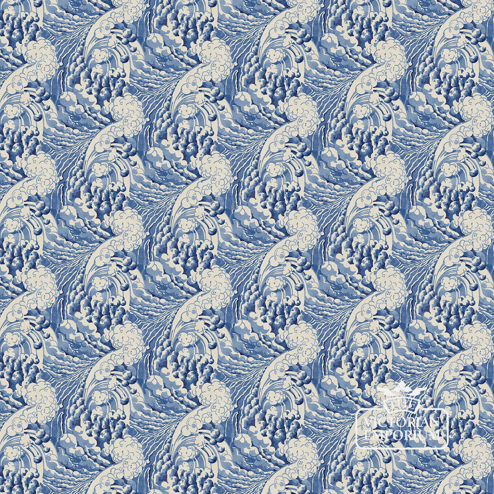 Waves wallpaper in various shades of deep blue