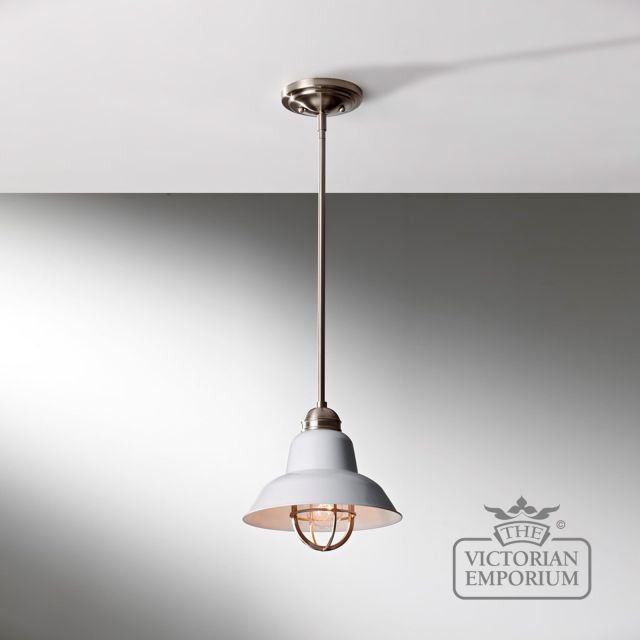 Brushed Steel/Glossy White Pendant Light