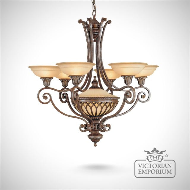 Stirling stunning 6 light chandelier in British Bronze