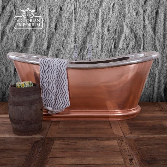 Rolltop Bath Copper Bulle Cop Ext Nick Int