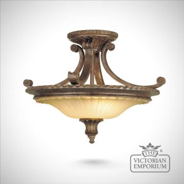 Stirling semi flush ceiling light in British Bronze