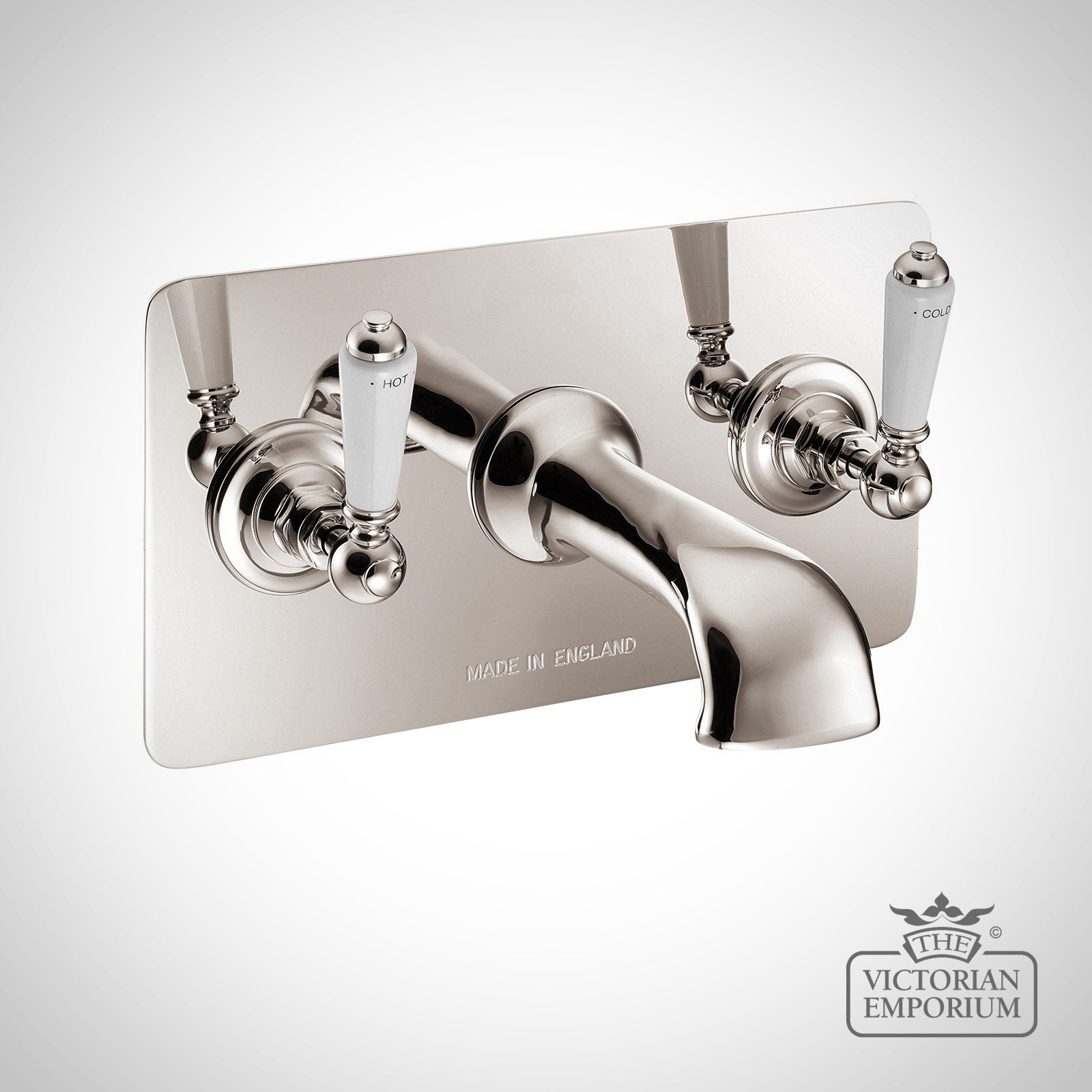 Wall Mounted Bath Filler With Concealing Plate - in Chrome, Nickel or Copper